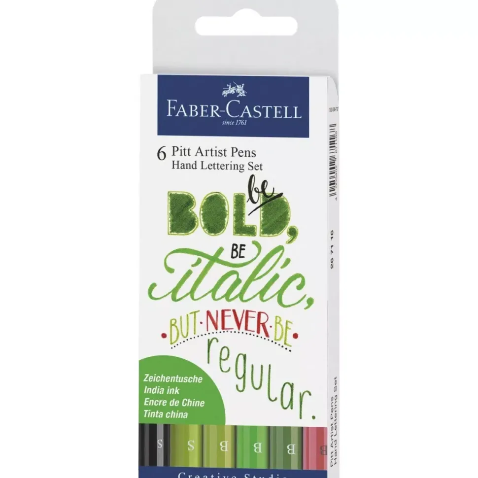 Set 6 rotuladores Tonos verdes Pitt Artist Pen Hand Lettering Faber-Castell