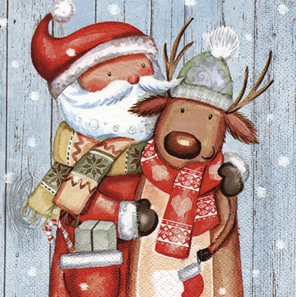 Set 20 Servilletas de papel Santa & Reindeer 33x33cm