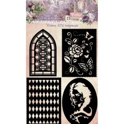 Set 4 stencils ATC Backgrounds Victorian Dreams Studio Light