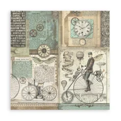 Set 4 Telas de Encuadernar Voyages Fantastiques Stamperia 30x30cm