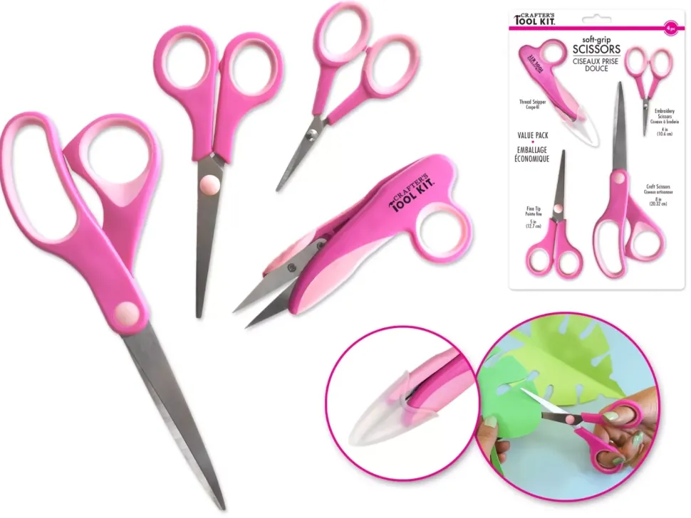 Set 4 Tijeras de Agarre Suave Multicraft