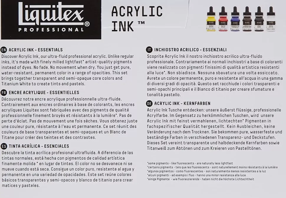 Set 6 Tintas Acrílicas Colores Esenciales Liquitex
