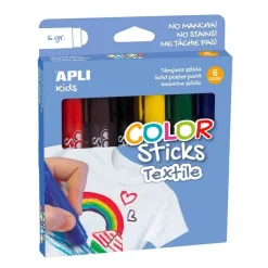 Set 6 témperas sólidas textiles colores surtidos Apli 6g