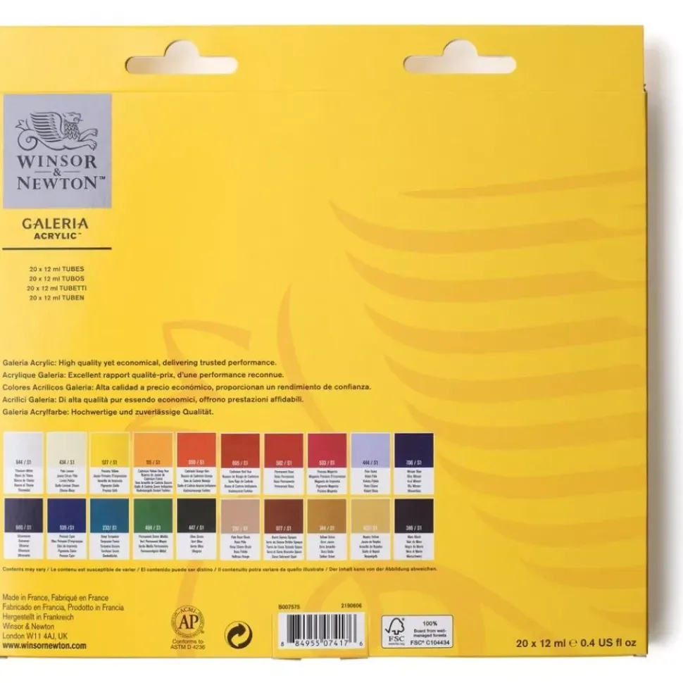 Set 20 Tubos Acrílicos Galería Winsor and Newton 12ml