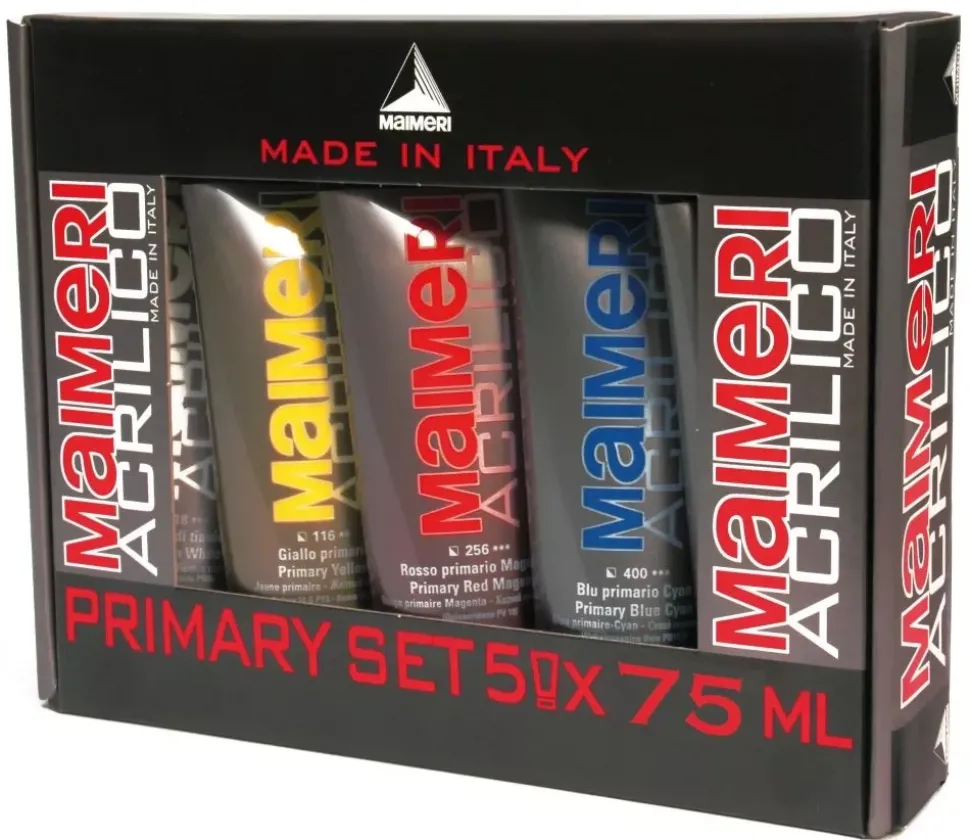 Set 5 Tubos Acrílicos Primarios Maimeri 75ml
