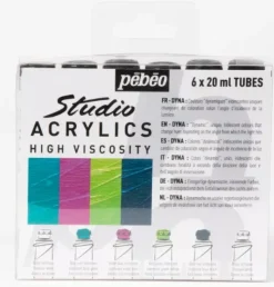 Set 6 Tubos Acrílicos Studio Acrylics Dyna Pebeo 20ml