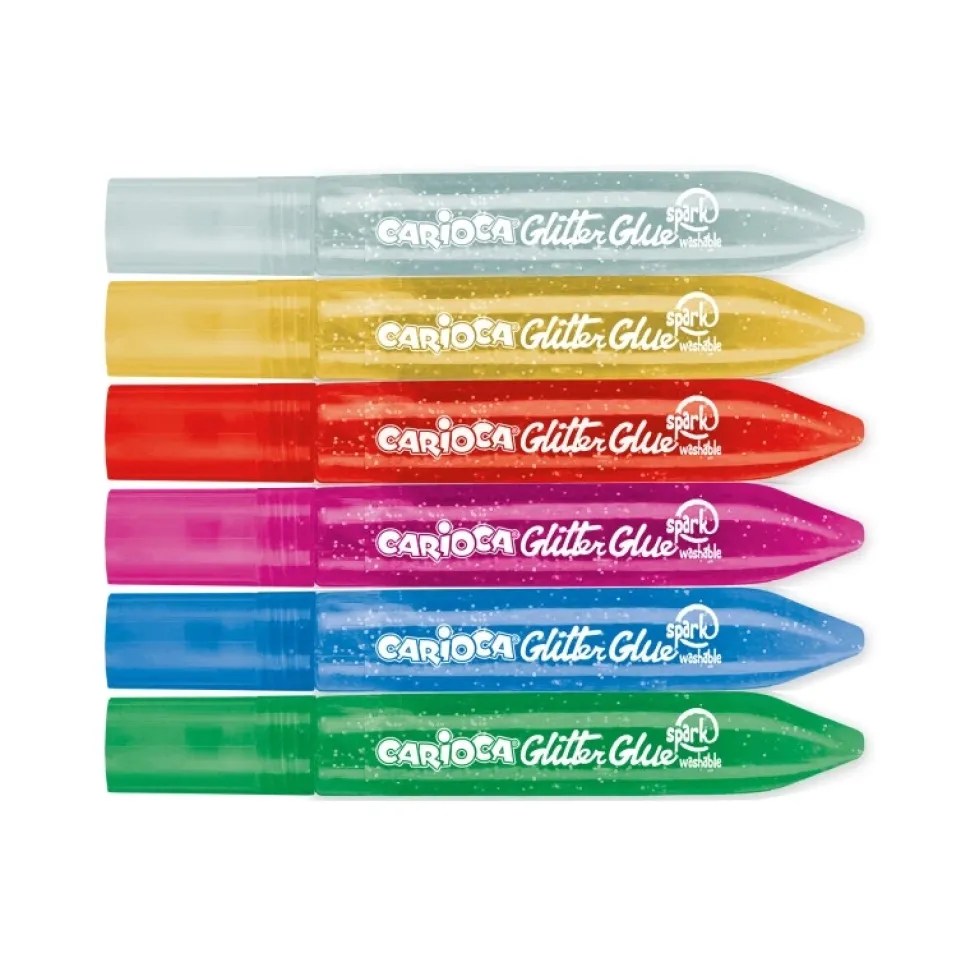 Set 5 tubos pegamento glitter Spark Carioca 10,5ml