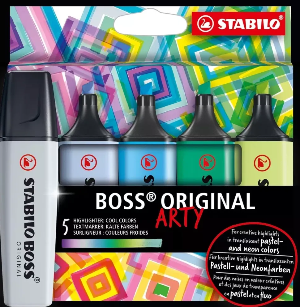 Set Arty 5 Subrayadores Colores Fríos STABILO Boss Original