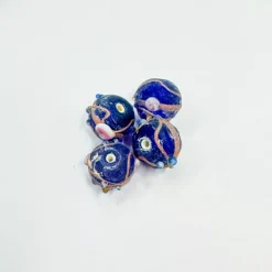 Set de 4 abalorios de cristal de Murano azul oscuro mate