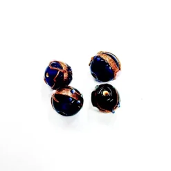 Set de 4 abalorios de cristal de Murano azul oscuro