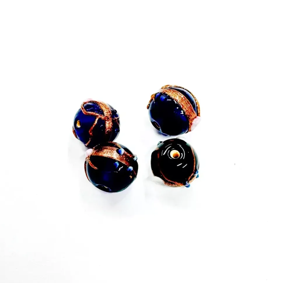 Set de 4 abalorios de cristal de Murano azul oscuro