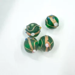 Set de 4 abalorios de cristal de Murano verde mate