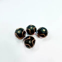 Set de 4 abalorios de cristal de Murano negro mate