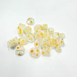 Set de 25 abalorios millefiori amarillos
