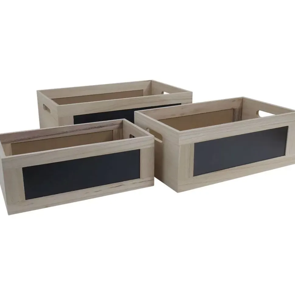 Set de 3 cajas de madera Decoman