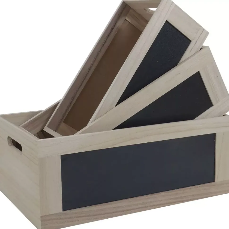 Set de 3 cajas de madera Decoman