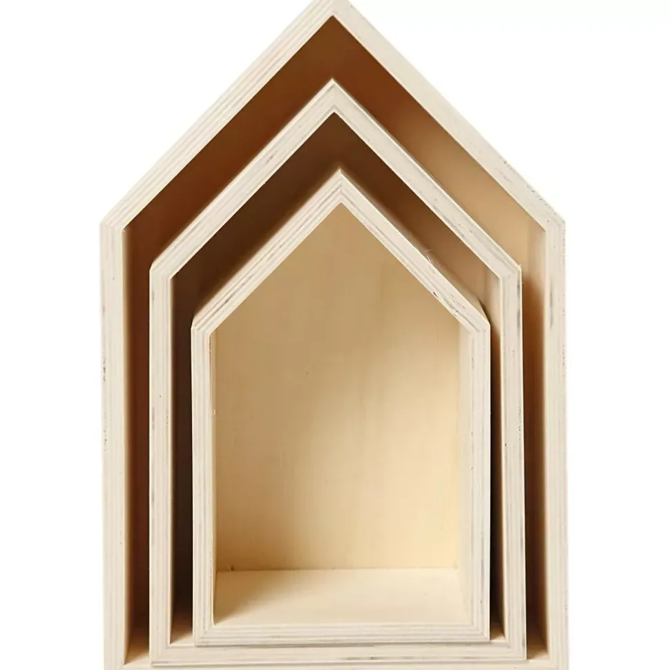 Set de 3 casas de madera