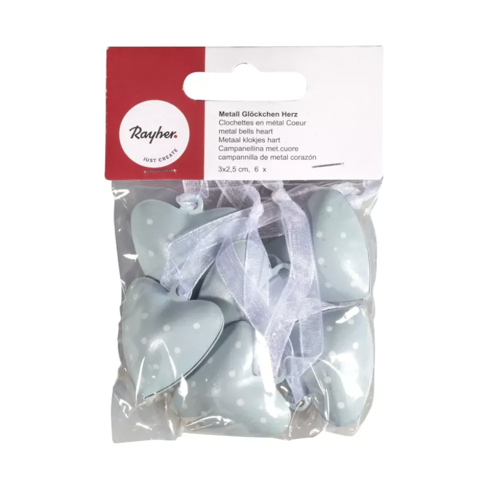 Set de 6 Cascabeles Corazón Azul Bebé Rayher