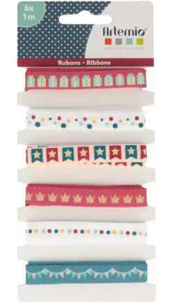 Set de 6 cintas de tela Birthday Artemio