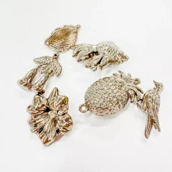 Set de 6 cuentas de formas plata