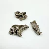 Set de 3 cuentas de oso, conejo y pingüino plata