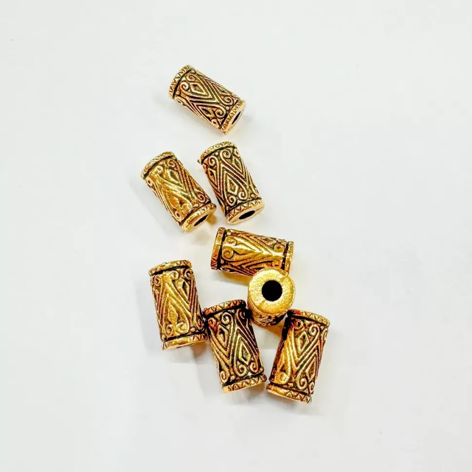 Set de 8 cuentas tubo oro