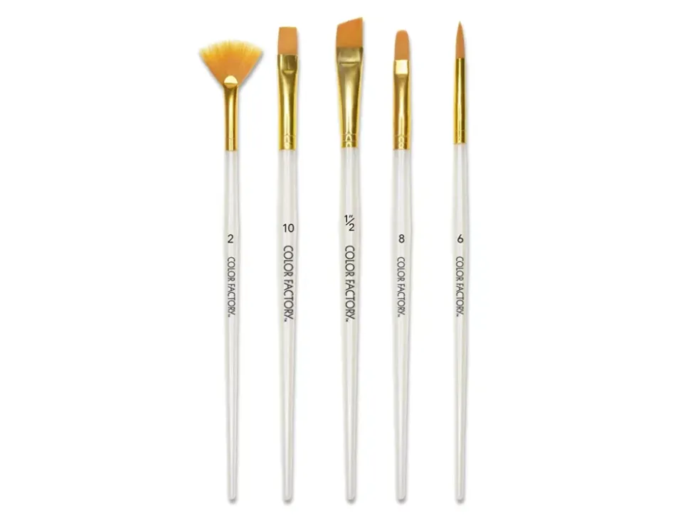 Set de 5 Pinceles Shimmer Nylon Dorado Multicraft