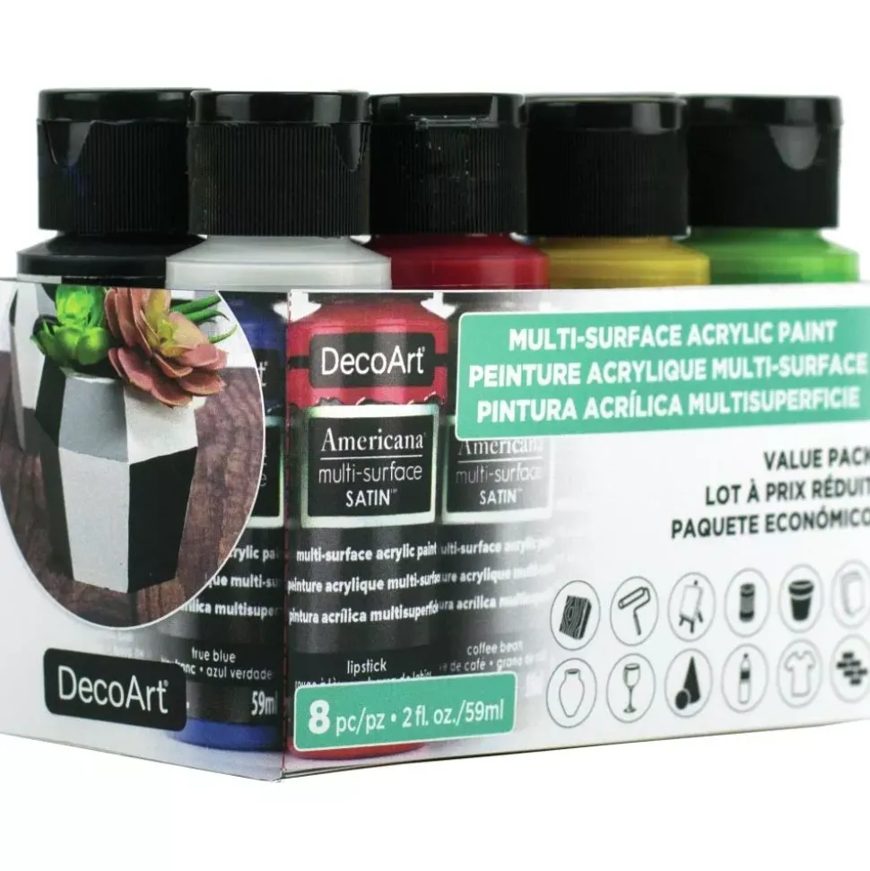 Set de 8 Pinturas Acrílicas Americana Multisuperficies 59ml