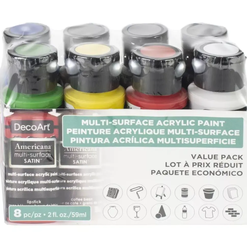 Set de 8 Pinturas Acrílicas Americana Multisuperficies 59ml