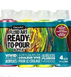 Set de 4 Pinturas Fluid Art Tropical DecoArt