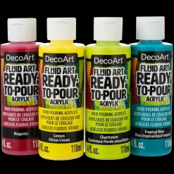 Set de 4 Pinturas Fluid Art Tropical DecoArt