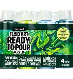Set de 4 Pinturas Fluid Art Jungla DecoArt