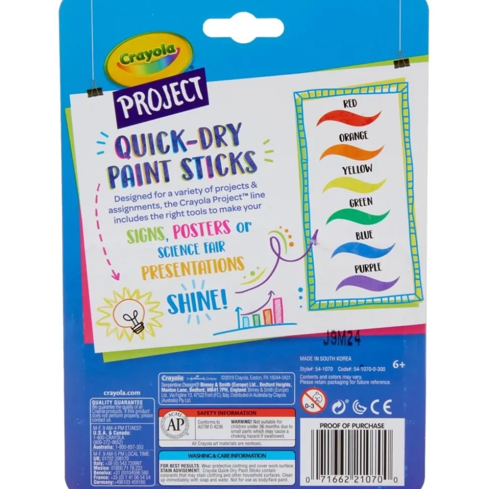 Set de 6 pinturas secado rápido Crayola Project Crayola