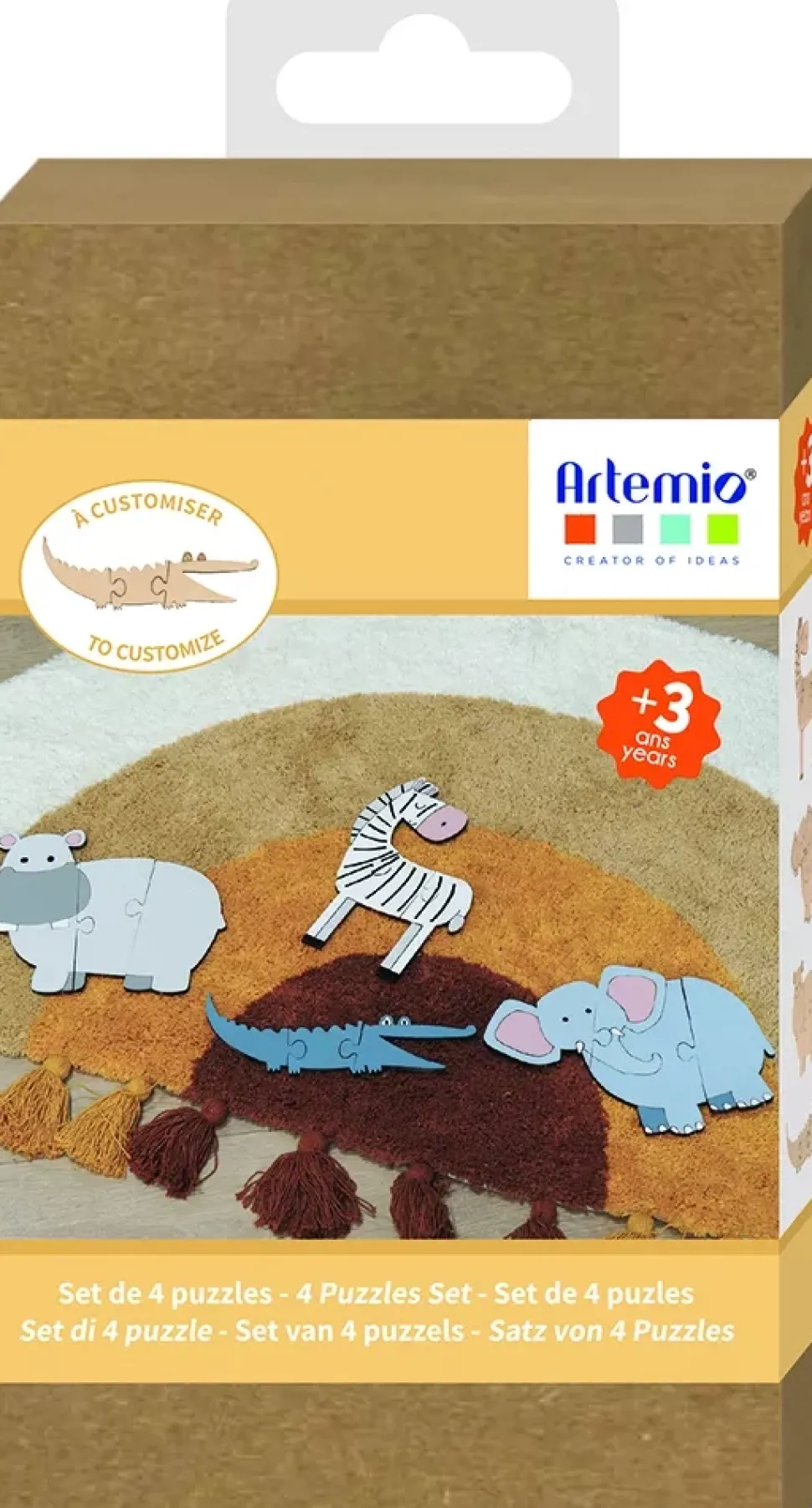 Set de 4 Puzzles de Madera Safari Artemio