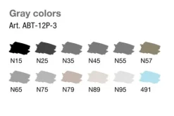 Set de 12 rotuladores ABT Dual Brush Colores Grises Tombow