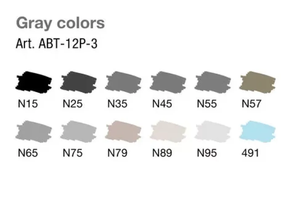 Set de 12 rotuladores ABT Dual Brush Colores Grises Tombow