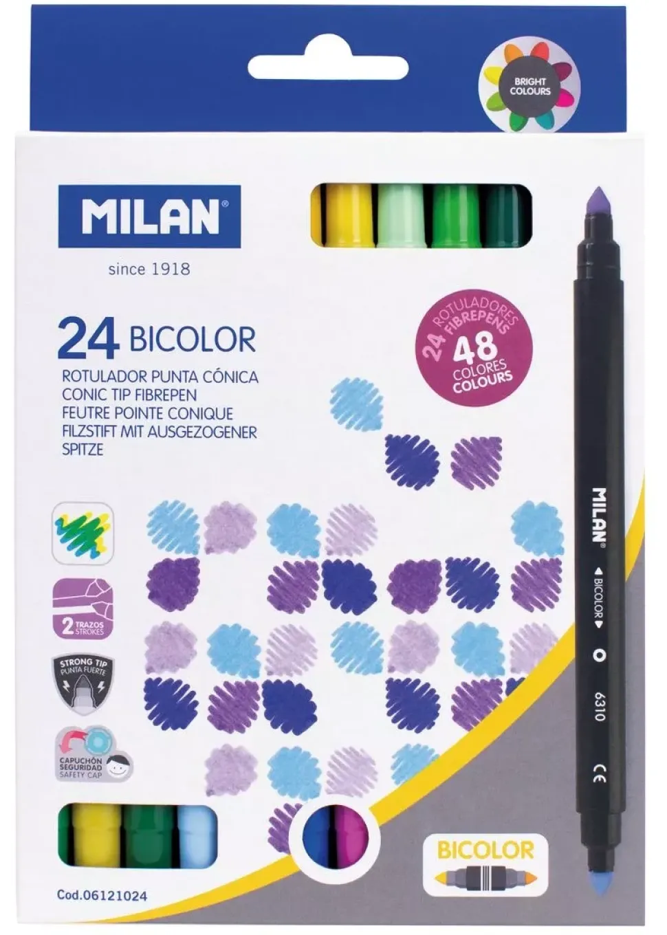 Set de 24 rotuladores bicolor Milan