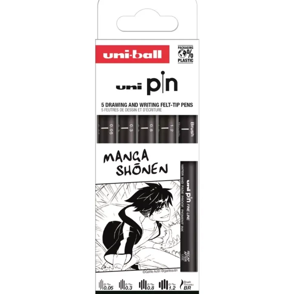 Set de 5 rotuladores calibrados Manga Shonen Pin Uni-Ball