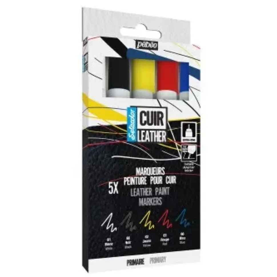 Set de 5 Rotuladores Colores Primarios Setacolor Cuero Pebeo