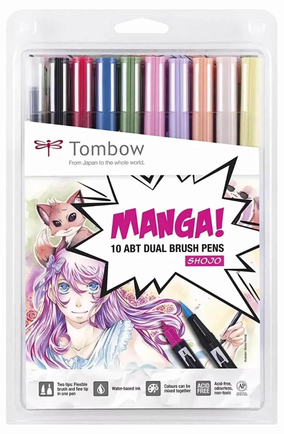 Set de 10 rotuladores Dual Brush Manga Shojo Tombow