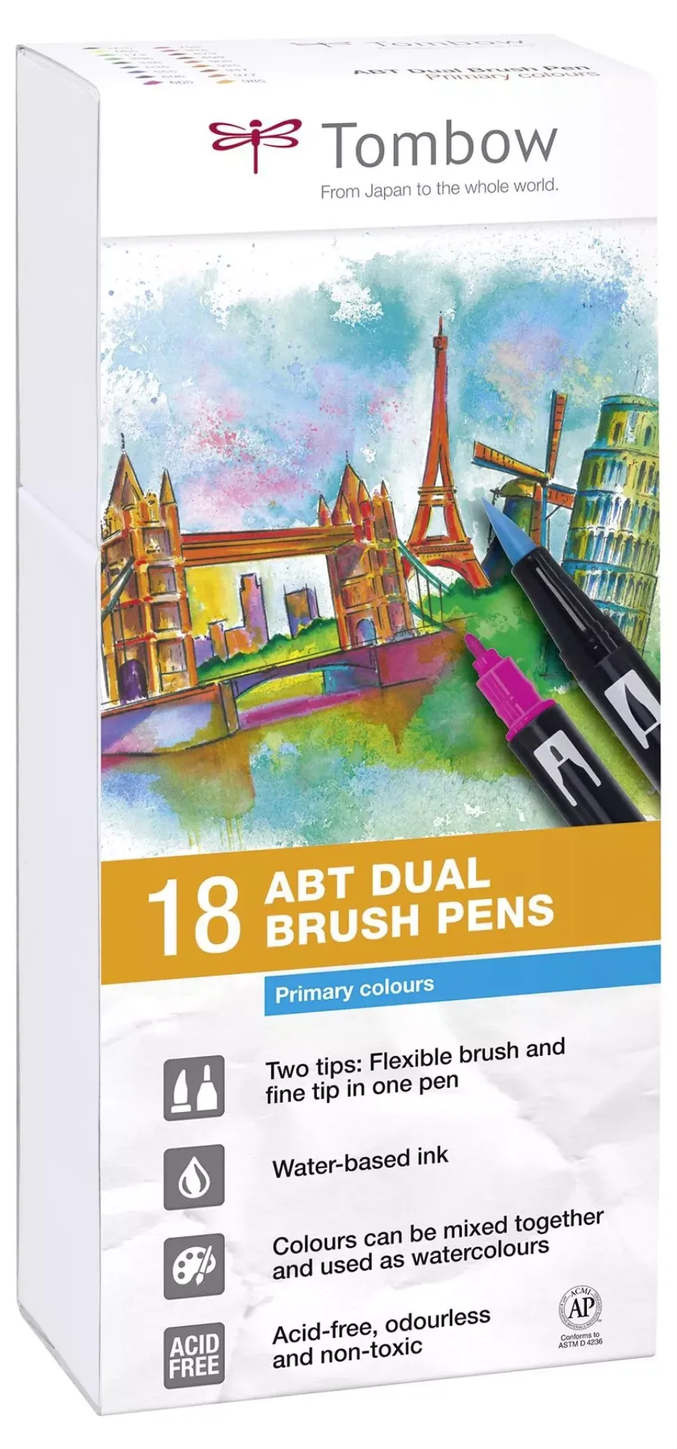 Set de 18 rotuladores Dual Brush Colores Primarios Tombow