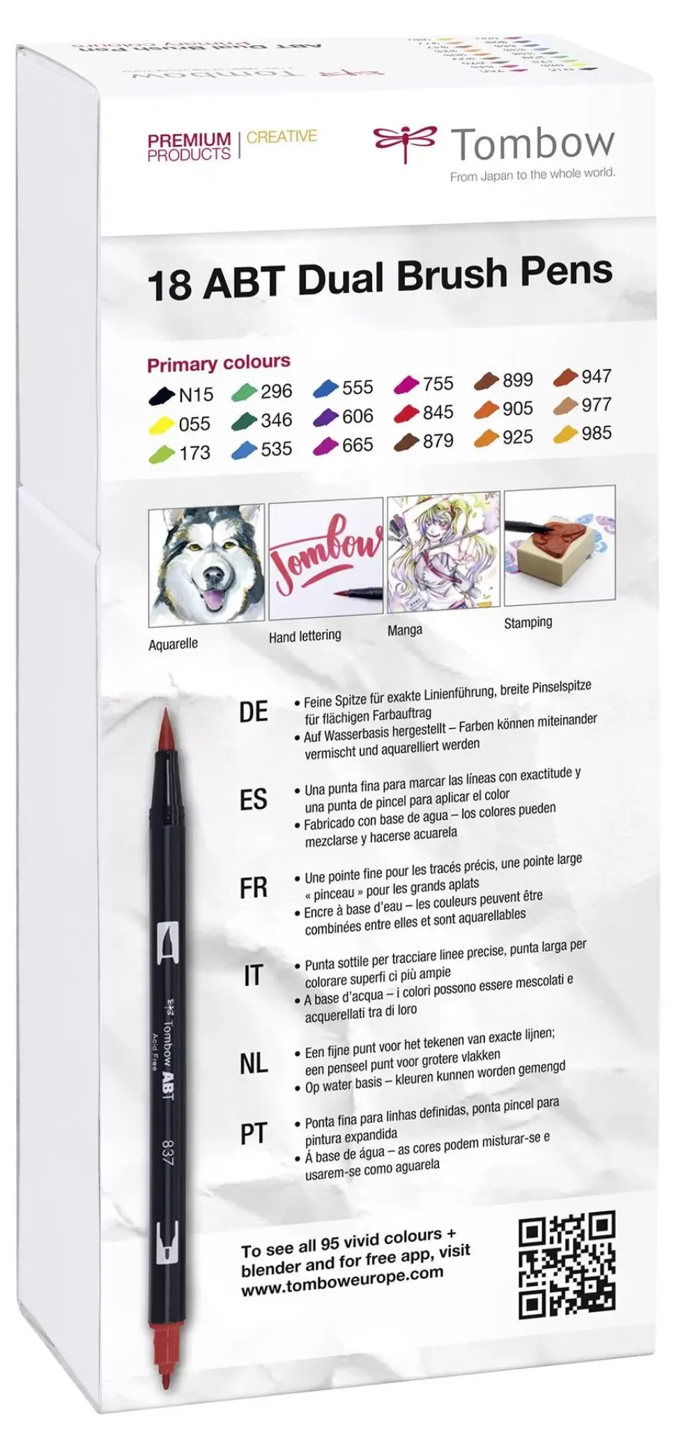 Set de 18 rotuladores Dual Brush Colores Primarios Tombow