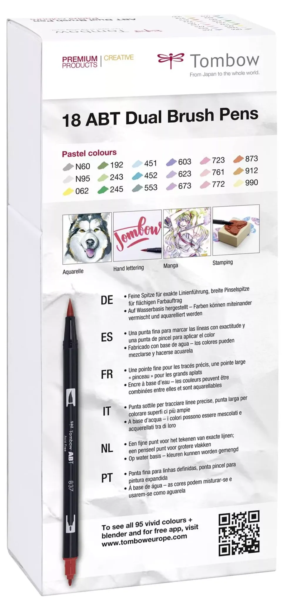 Set de 18 rotuladores Dual Brush Colores Pastel Tombow