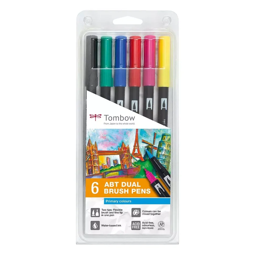 Set de 6 rotuladores Dual Brush Colores Primarios Tombow