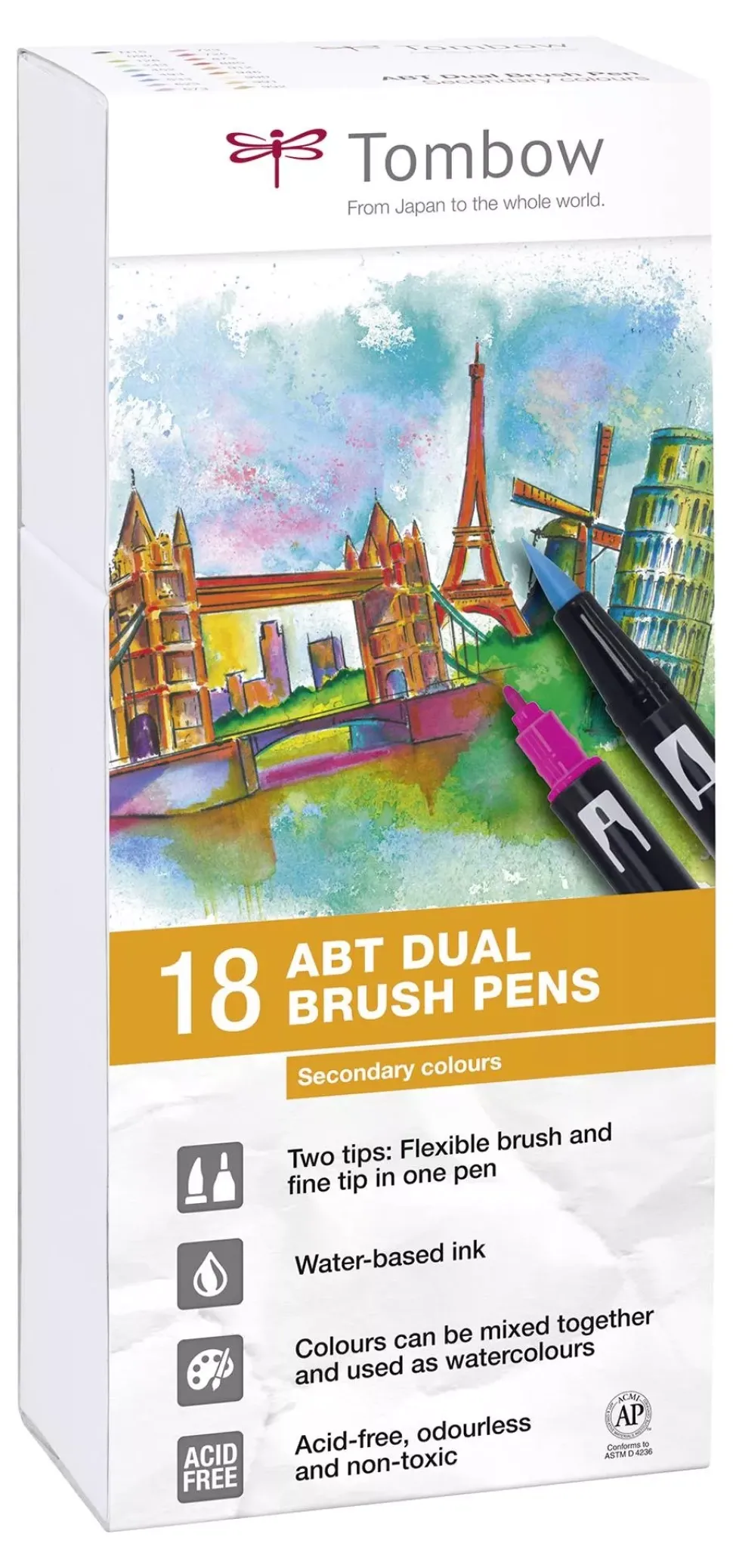 Set de 18 rotuladores Dual Brush Colores Secundarios Tombow