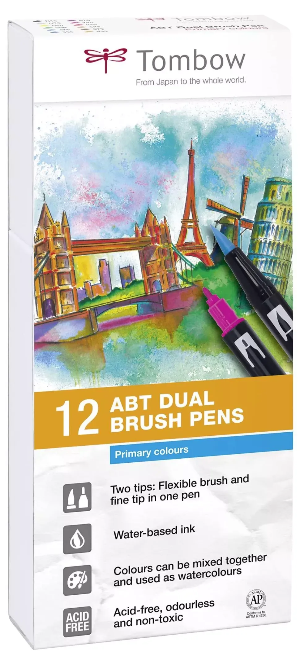 Set de 12 rotuladores Dual Brush Colores Primarios Tombow
