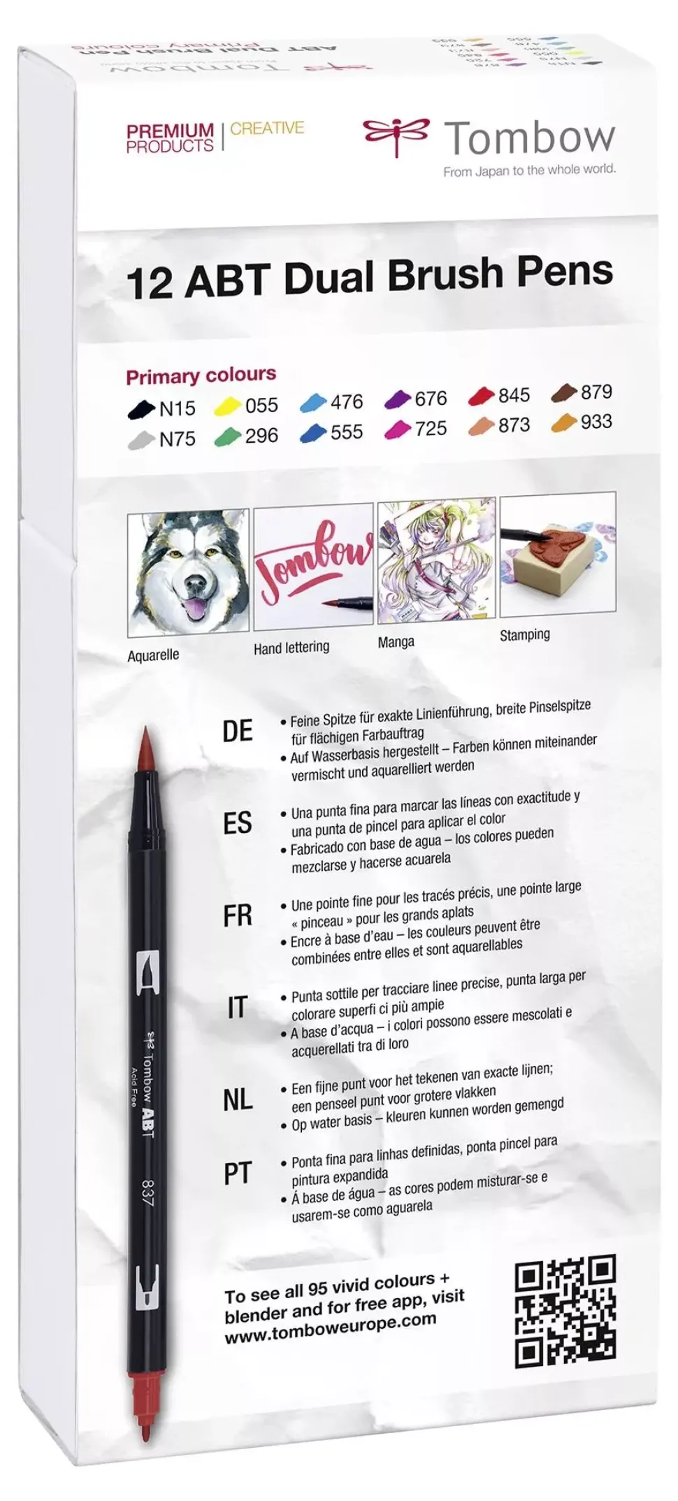 Set de 12 rotuladores Dual Brush Colores Primarios Tombow