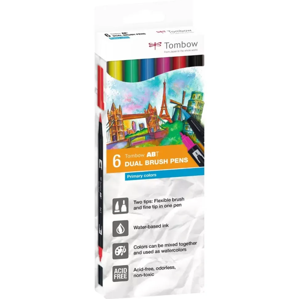 Set de 6 rotuladores Dual Brush Colores Primarios Tombow