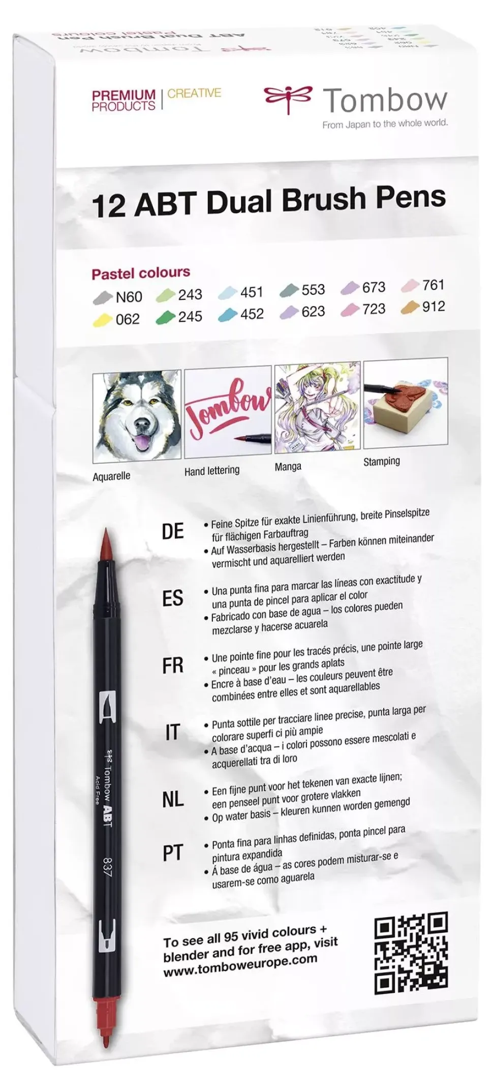 Set de 12 rotuladores Dual Brush Colores Pastel Tombow