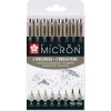 Set de 8 Rotuladores grises Sakura Pigma Micron